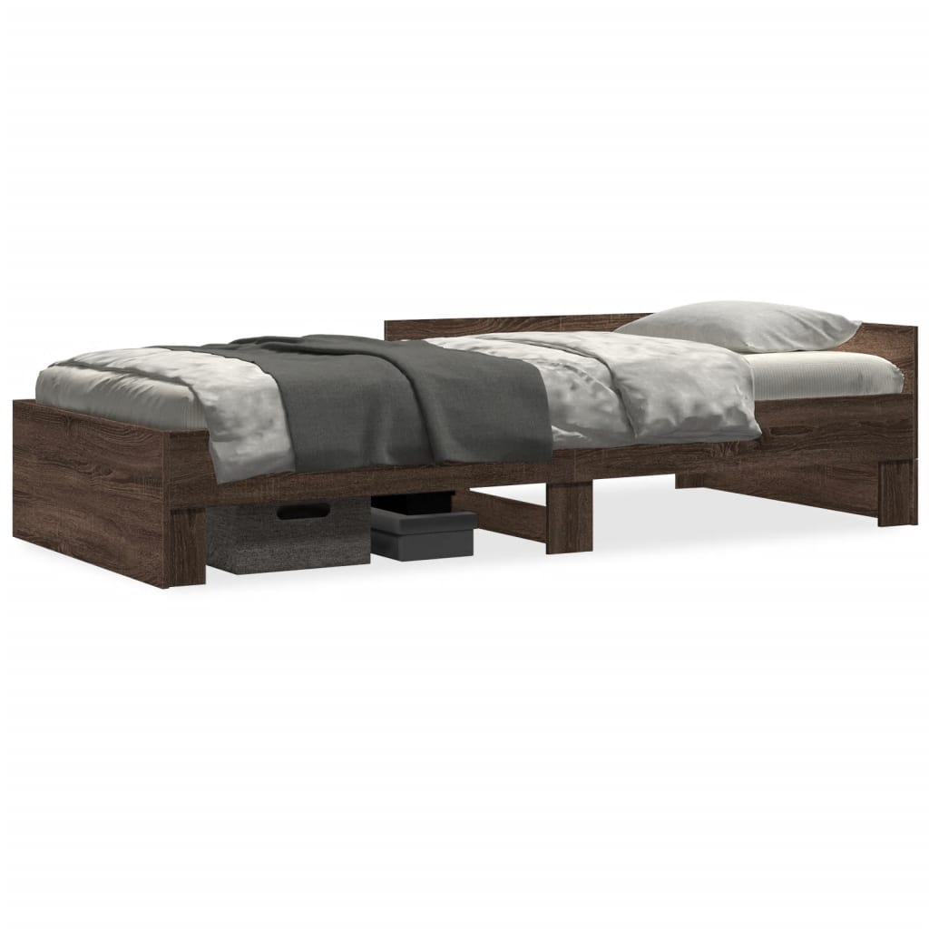 Bed Frame without Mattress Brown Oak 90x190 cm Single Engineered Wood